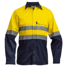 Barron Underground Long Sleeve Safety Shirt Navy-Yellow